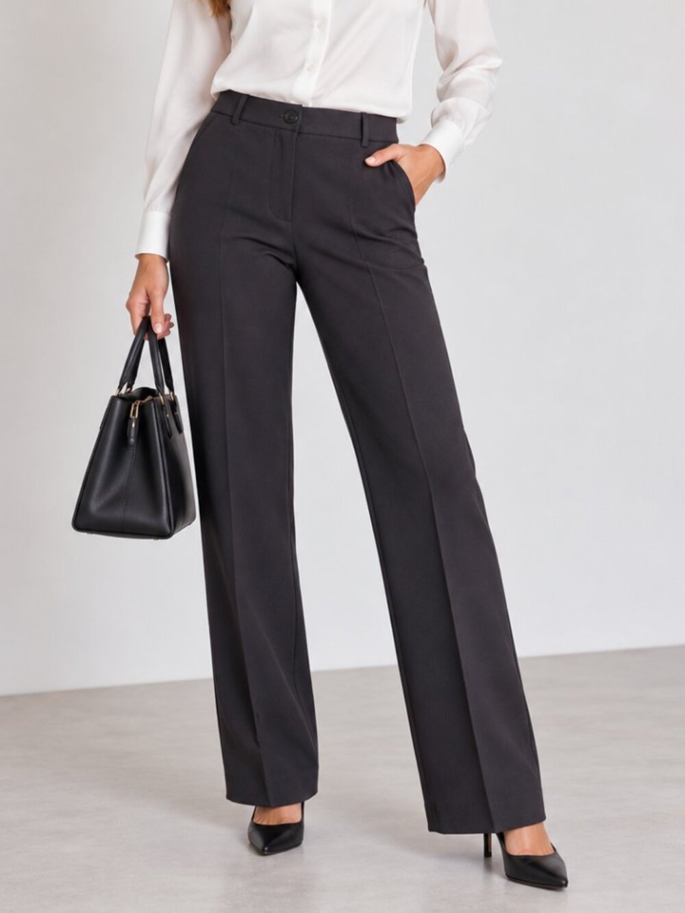 Laura Womens Size 10 Black Straight Leg Dress Pants Tailored Work Trousers